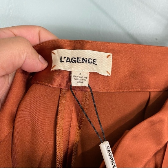 L’agence Suiting Trouser Satin Orange Sz 2 - Picture 3 of 5